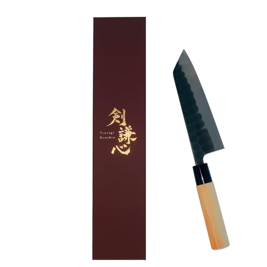Tsurugi Kenshin 165mm Santoku knife White Paper No 2 Hammer Mitoku Bunting Knife - WAFUU JAPAN