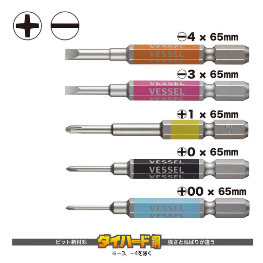 Vessel 40V Compatible Gou Sai Bit Set 5 Pieces GS5P - 03 - WAFUU JAPAN