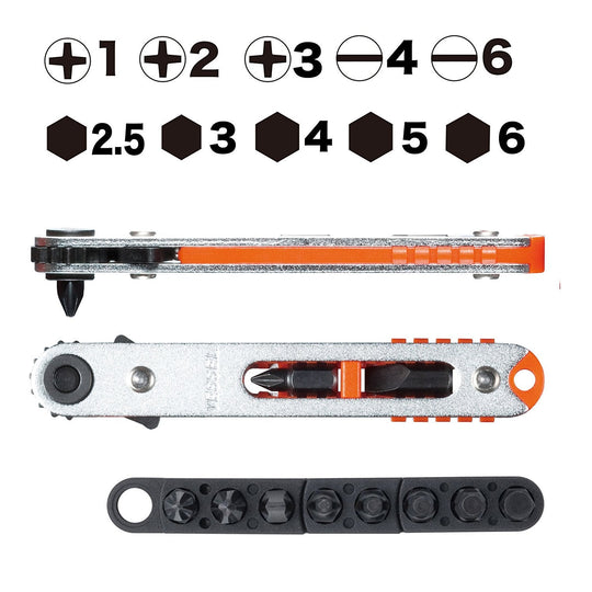 VESSEL TD - 76 Flat - shaped Ratchet & Screwdriver Bits Set - WAFUU JAPAN