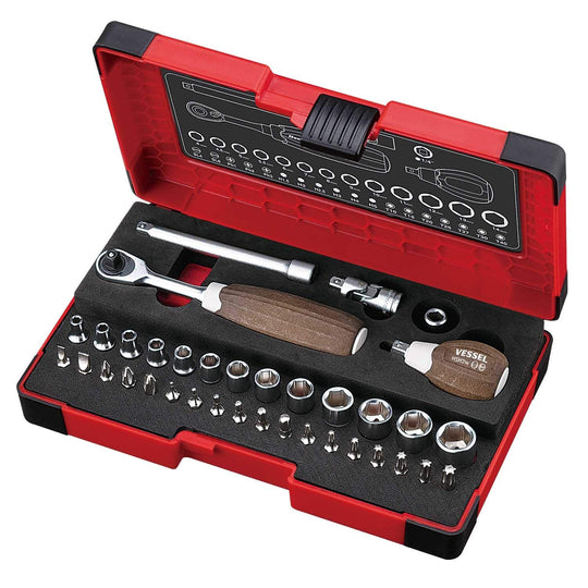 VESSEL Woody 1/4 - inch Drive Socket Set (6 35 mm) 36 - Piece HRW2001M - W - WAFUU JAPAN