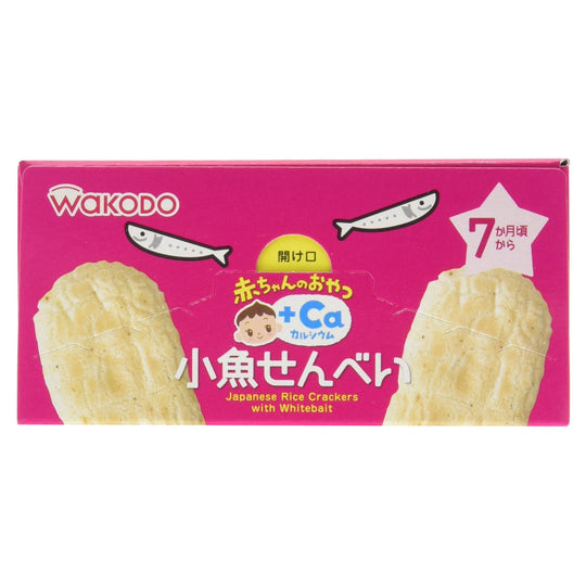 Wakodo Baby Snack Calcium Small Fish Rice Crackers 6 Packs - WAFUU JAPAN