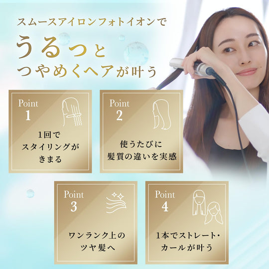 YA - MAN Straight Hair Iron Smooth Ion Plus YJHB6L Navy AC100~240V - WAFUU JAPAN