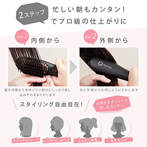 Agetuya Portable Mini Brush Iron Hair Straightener QS-17108-W White
