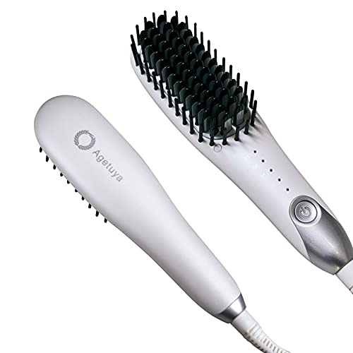 Agetuya Portable Mini Brush Iron Hair Straightener QS-17108-W White