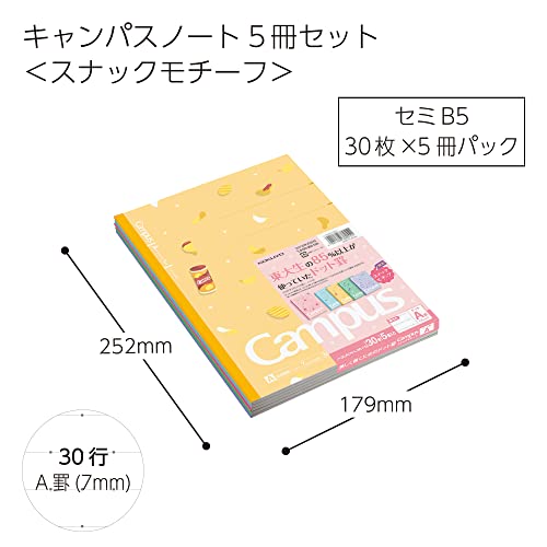 Kokuyo Campus Notebook, B5, Pack of 5, Dot B Ruled, Black (-3cdbtnx5)