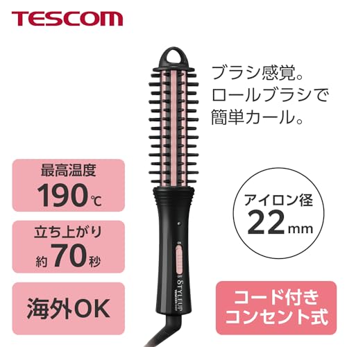 TESCOM Roll Brush Hair Iron Black THR7-K AC100-120V - WAFUU JAPAN
