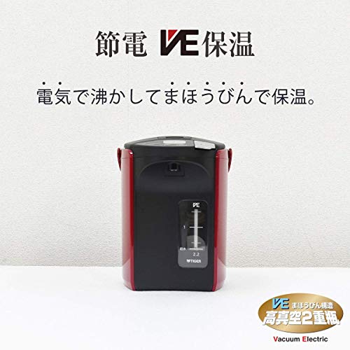 TIGER ELECTRIC Kettle 3.0L Vaporless VE Electric Hot Water Bottle Red PIP-A300-R - WAFUU JAPAN