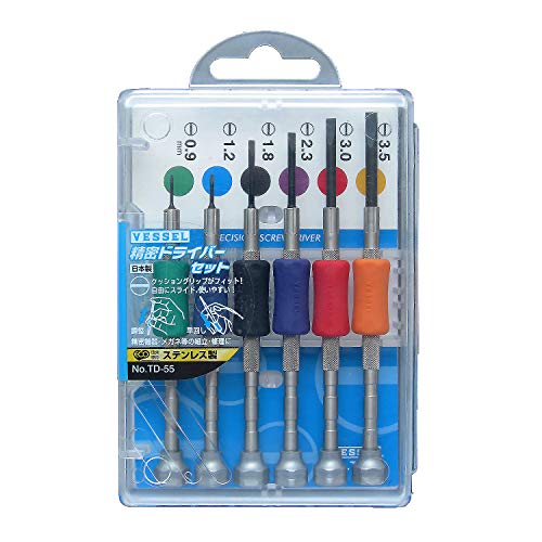 VESSEL Precision Screwdriver Set with 6 sizes of flat-blade screwdrivers TD-55 - WAFUU JAPAN