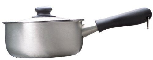 Yanagi Sori Japanese-made one-handled pot 18cm, gas flame only, stainless steel, frosted - WAFUU JAPAN
