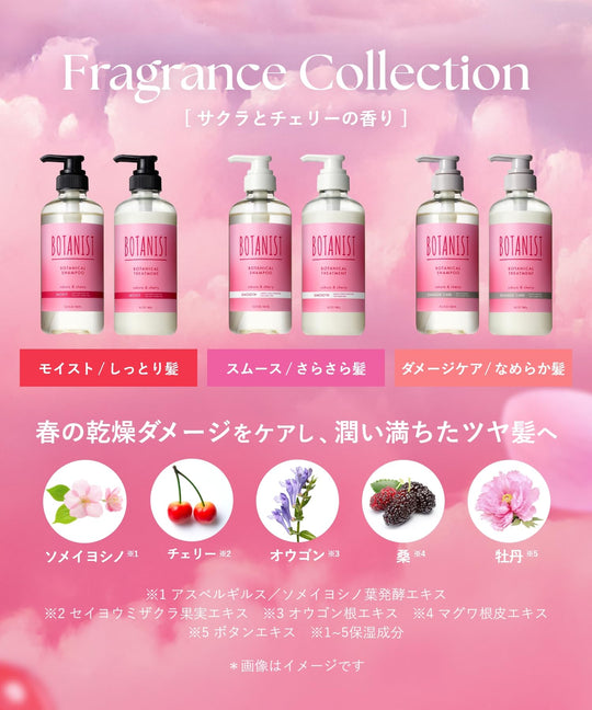 [2025 Spring Limited Edition] BOTANIST Shampoo Treatment Set - Moist - Cherry & Cherry Fragrance - WAFUU JAPAN