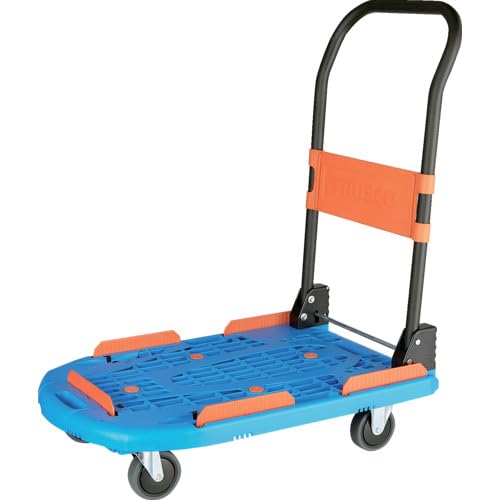 TRUSCO Xe đẩy hàng nền nhựa gấp lắp ráp sẵn MPK-780-B Xanh 780x490mm
