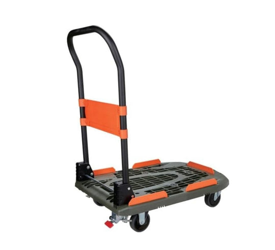 TRUSCO platformwagen plastic opvouwbaar met stalen stopper 780x490 olijfgroen