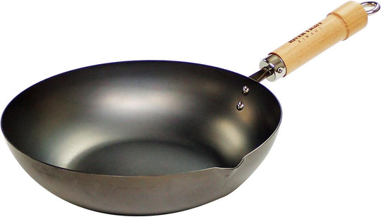 Riverlight Koku Japan Iron Nitride Frying Pan 28cm IH Compatible Wok Made in Japan