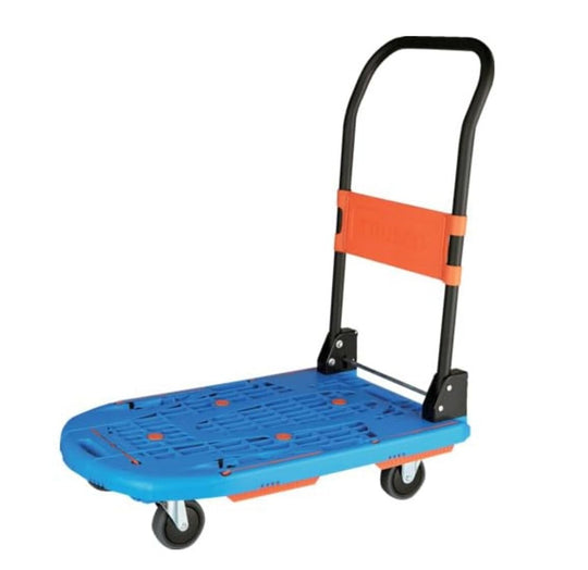 TRUSCO Xe đẩy hàng nền nhựa gấp lắp ráp sẵn MPK-780-B Xanh 780x490mm