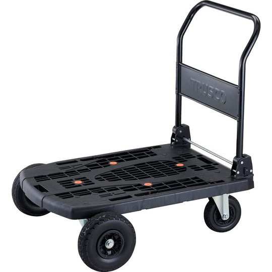 TRUSCO Chariot plastique tout-terrain pneus anti-crevaison 900 x 600 noir 100 kg