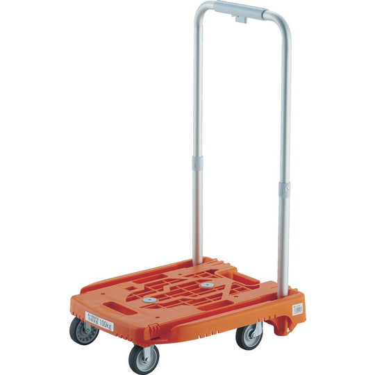TRUSCO Plattformwagen kompakt, Teleskopgriff, leise Rollen WP-2G-OR Orange 100 kg