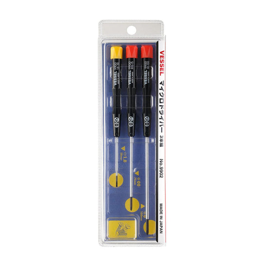 VESSEL Micro Precision Screwdriver Set  3-piece (+00  +0  -1 8) 9902