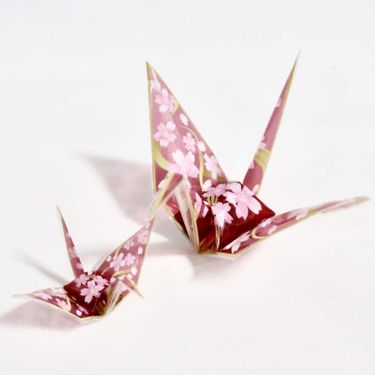 Ori Esther Origami: Cranes with Cherry Blossom Pattern  3 colors  18 sheets