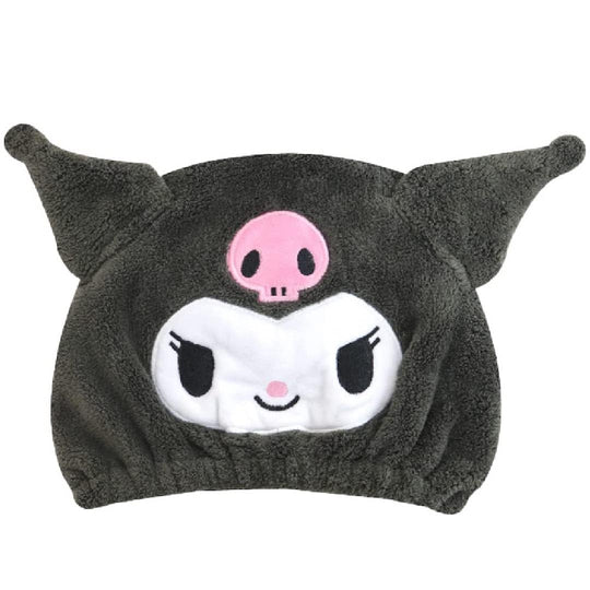 Kuromi Fuzzy Hair-Dry Towel Cap for Bath & Pool — Kuromi & Sumikko Gurashi