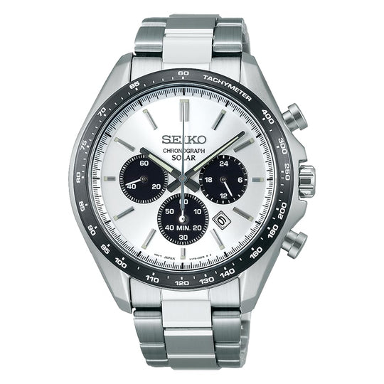 Seiko Selection Solar Chronograph SBPY165 Mens Silver Watch