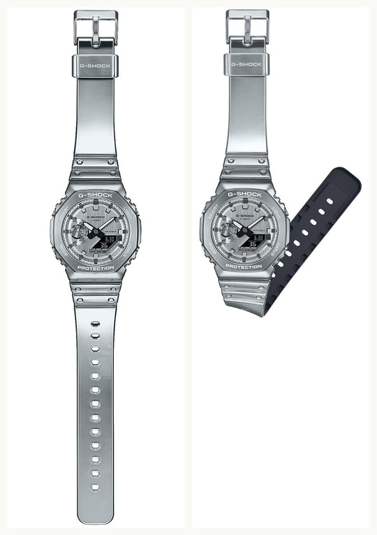 Casio Relógio G-Shock Masculino Série Fine Metallic GM-2100YM-8AJF Prata 200 m