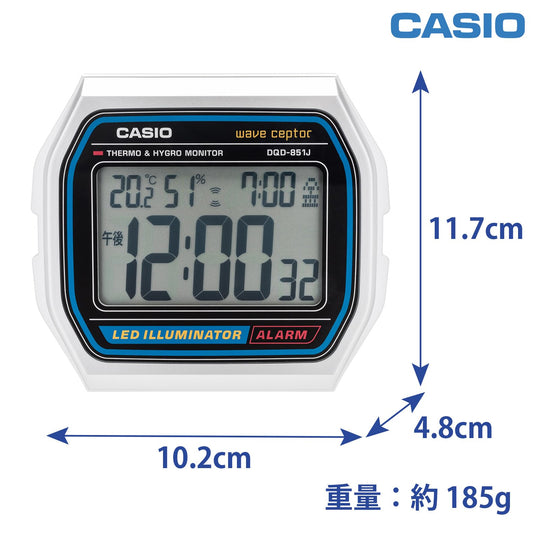 CASIO Radio Alarm Clock w/ Temp & Humidity  Date/Day  Snooze  Light — Silver