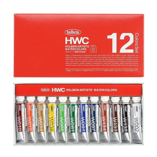 Holbein Transparent Watercolor Paint Set W401 5ml 12 Colors 3401