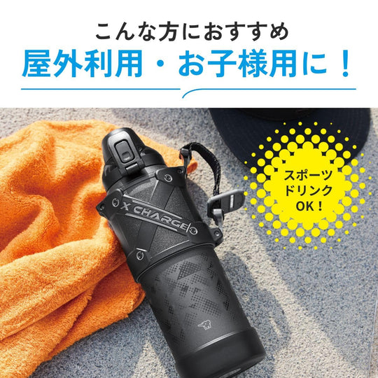Zojirushi botella deportiva antigolpes, mantiene el frío, negro 1.5 L