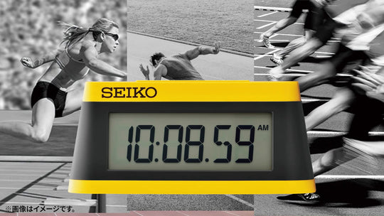 SEIKO Digital Alarm Clock - Sports Timer Design  Yellow/Black (SQ818Y)