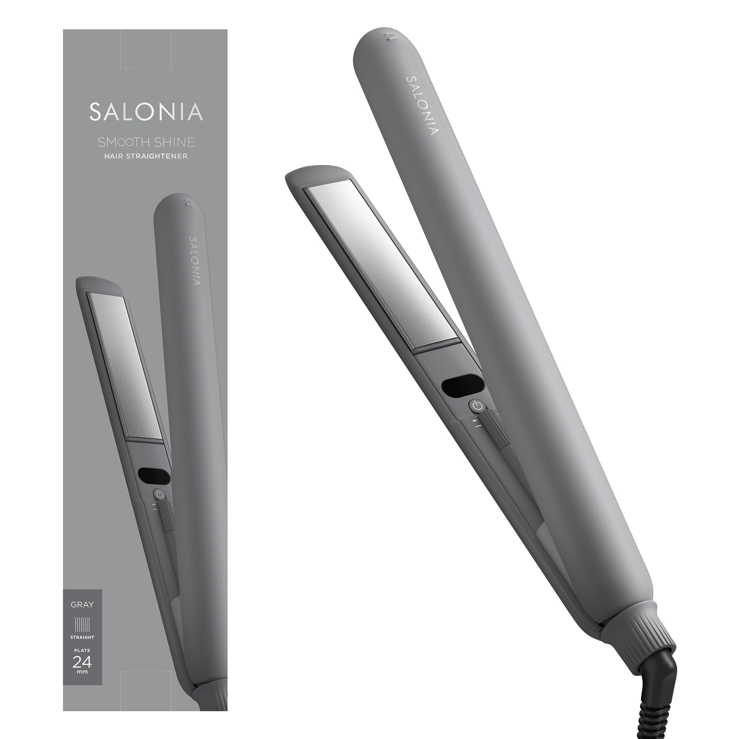 SALONIA 直髮夾溫和護髮負離子雙電壓旅行款SAL23105GR 灰色24mm