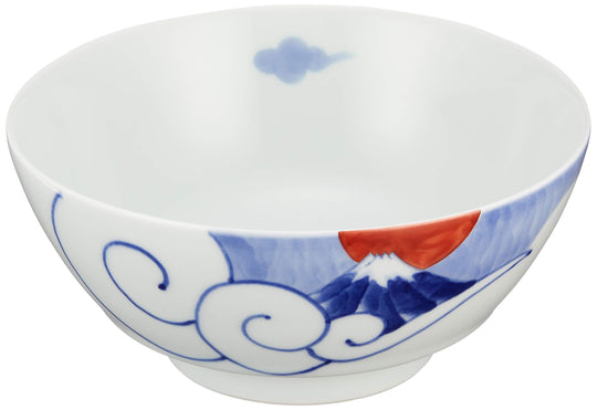 Arita Denpei Kiln Made in Japan Ultimate Ramen Bowl Mt Fuji Cloud Design 18cm Microwave Safe Ceramic