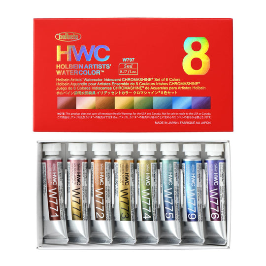 Holbein Transparent Watercolors Iridescent Colors 5ml W797 Chroma Shine Set of 8 Colors 12797