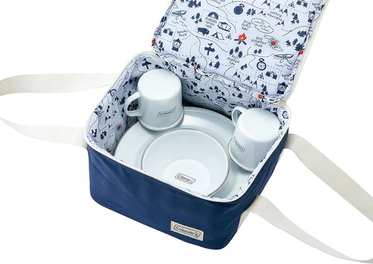 Coleman emaljservis med förvaringsväska 2 personer