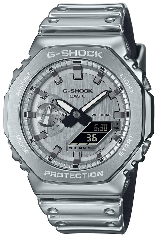 Casio Relógio G-Shock Masculino Série Fine Metallic GM-2100YM-8AJF Prata 200 m