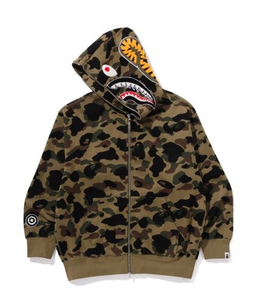 A BATHING APE 1ST CAMO SHARK Relaxed Fit Full Zip Hoodie Green - WAFUU JAPAN