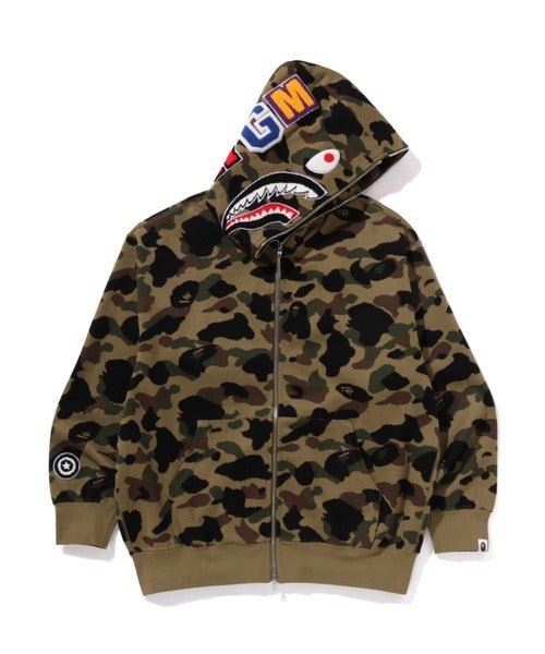 A BATHING APE 1ST CAMO SHARK Relaxed Fit Full Zip Hoodie Green - WAFUU JAPAN