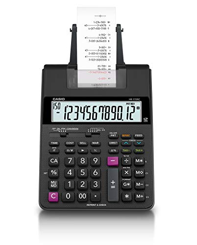 Casio 12 - Digit Desk Printer Calculator with 3 Memory Functions HR - 170RC - BK - WAFUU JAPAN