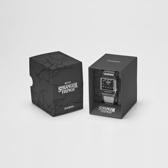 CASIO Classic “Stranger Things” Collaboration AQ - 800EST - 1AJR Black Unisex Watch - WAFUU JAPAN