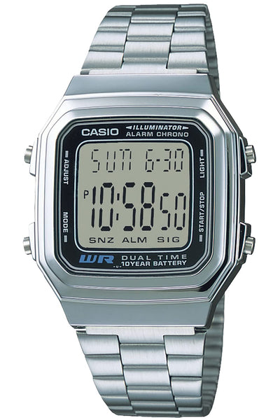 Casio Collection A178WA-1AJH Silver Digital Watch for Men