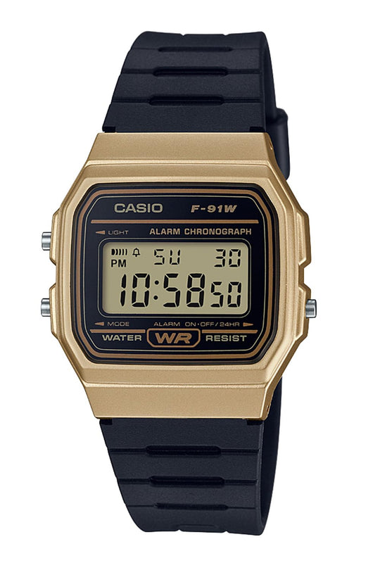 CASIO F - 91WM - 9AJH Digital Watch Collection Black Gold Made in Japan Mens - WAFUU JAPAN