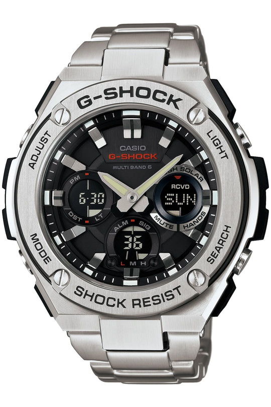 CASIO G - Shock G - STEEL GST - W110D - 1AJF Radio - controlled Solar Silver - WAFUU JAPAN