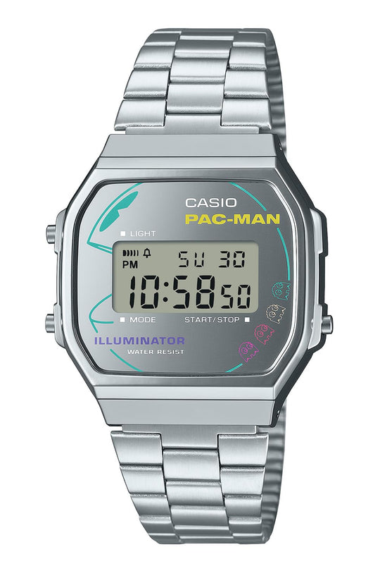 CASIO PAC - MAN Classic Digital Watch A168WEPC - 7AJR Made in Japan Silver Biomass Plastic - WAFUU JAPAN