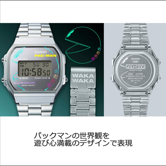 CASIO PAC - MAN Classic Digital Watch A168WEPC - 7AJR Made in Japan Silver Biomass Plastic - WAFUU JAPAN