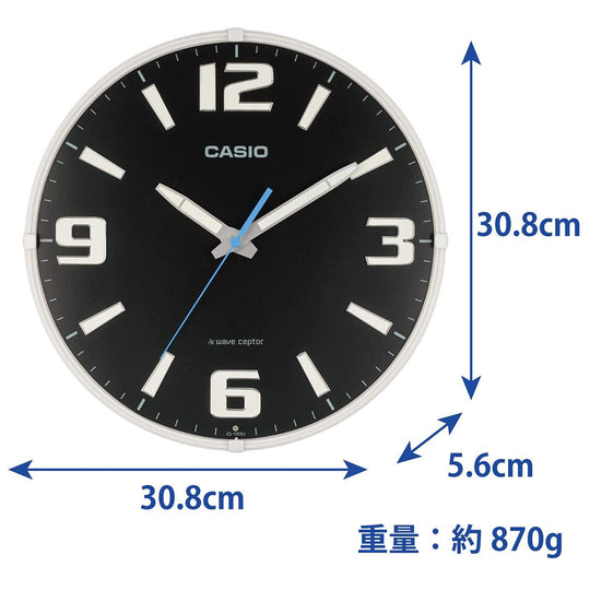 CASIO Wall Clock Radio Controlled Analog Night Second Stop IQ - 1009J - 1JF Black - WAFUU JAPAN
