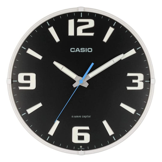 CASIO Wall Clock Radio Controlled Analog Night Second Stop IQ - 1009J - 1JF Black - WAFUU JAPAN