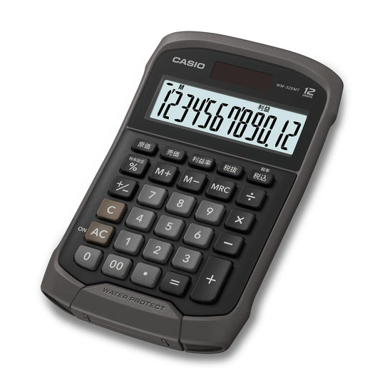 Casio Waterproof Dustproof Calculator Mini Just Type 12 - Digit WM320MTBK Black - WAFUU JAPAN