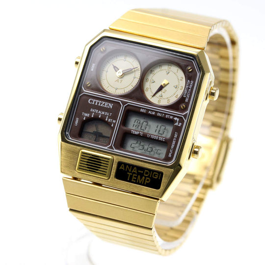 CITIZEN RECORD LABEL Ana - Digi Temp Reissue Watch Gold JG2103 - 72X - WAFUU JAPAN