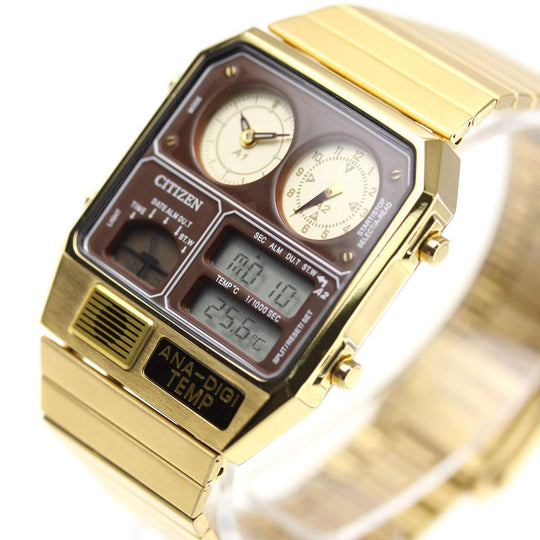 CITIZEN RECORD LABEL Ana - Digi Temp Reissue Watch Gold JG2103 - 72X - WAFUU JAPAN