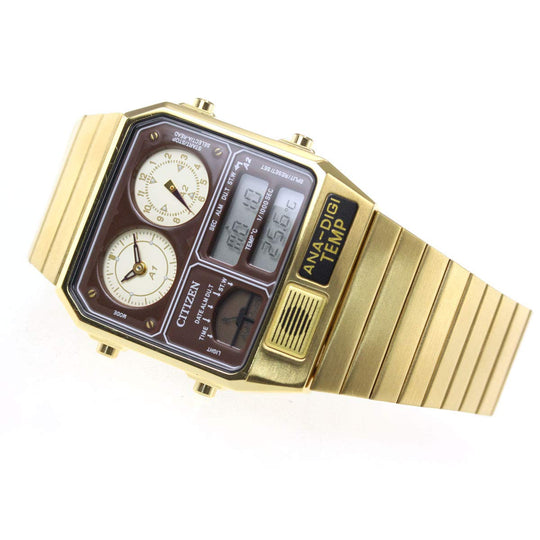 CITIZEN RECORD LABEL Ana - Digi Temp Reissue Watch Gold JG2103 - 72X - WAFUU JAPAN