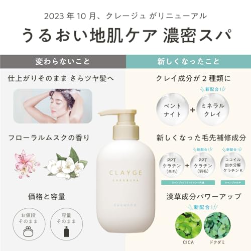 CLAYGE Shampoo & Treatment Set SR Dry and Smooth Floral & Musk Fragrance 500ml - WAFUU JAPAN